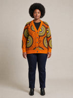 "Mchana" Knitted Cardigan — front view on model