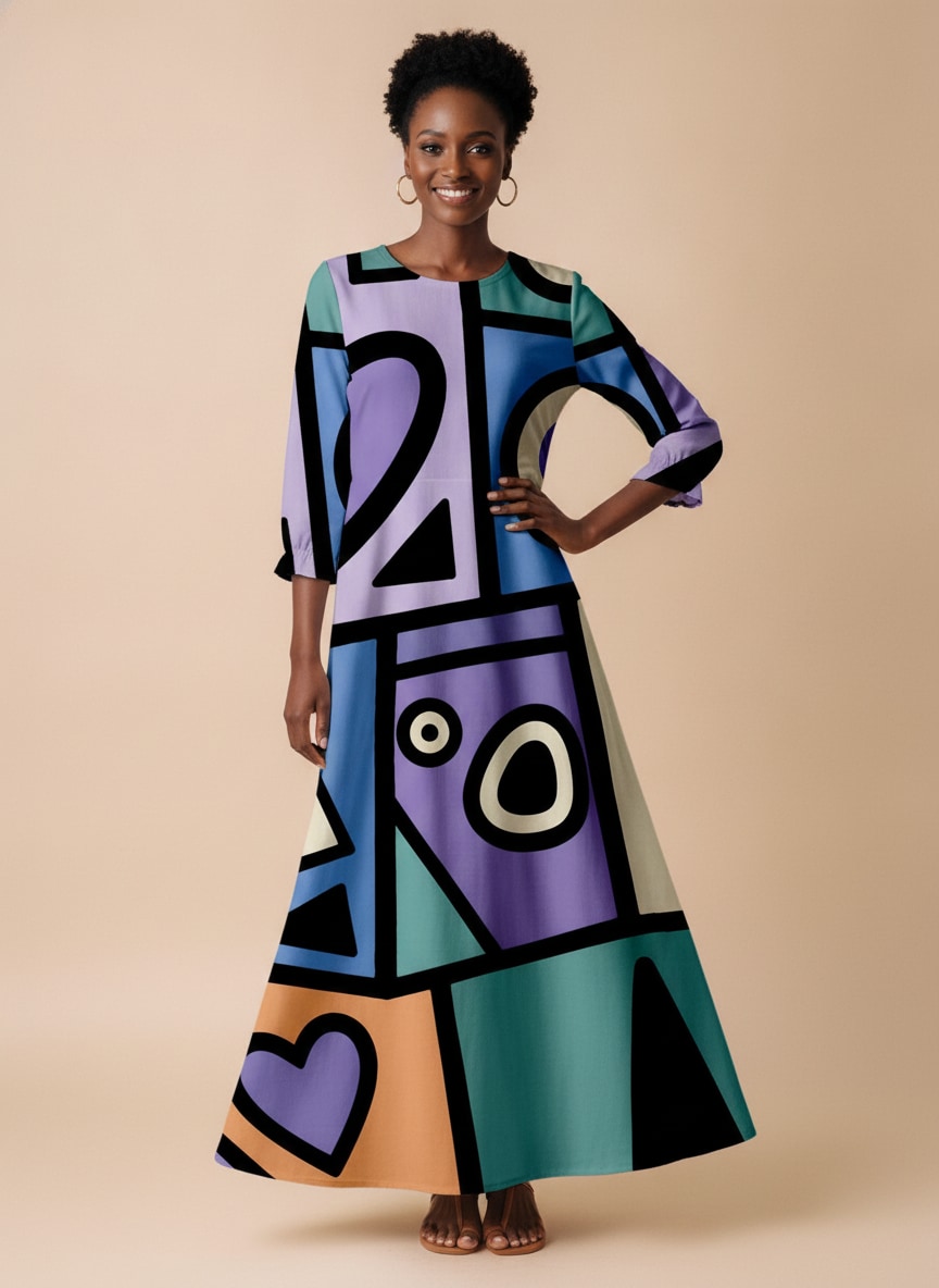 "Sanaa" Long Sleeve Maxi Dress