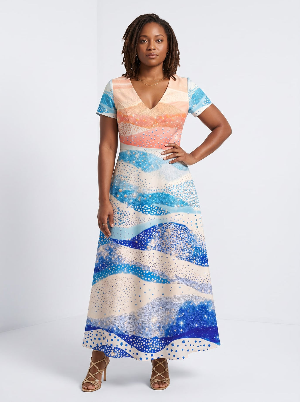 "Maji" Short Sleeve Maxi Dress