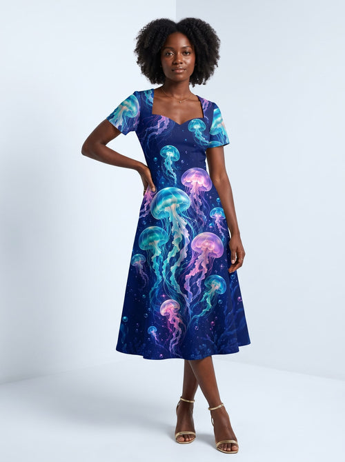 "Bahari" Sweetheart Midi Dress