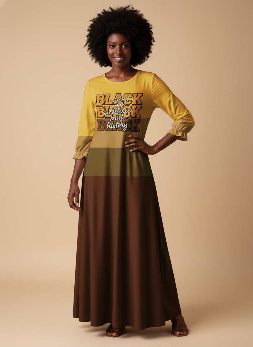 Black Excellence Long Sleeve Maxi Dress