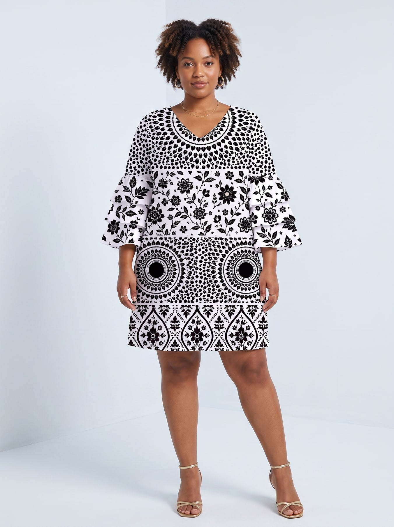 "Mwanga" Stacked Ruffle Sleeve Dress