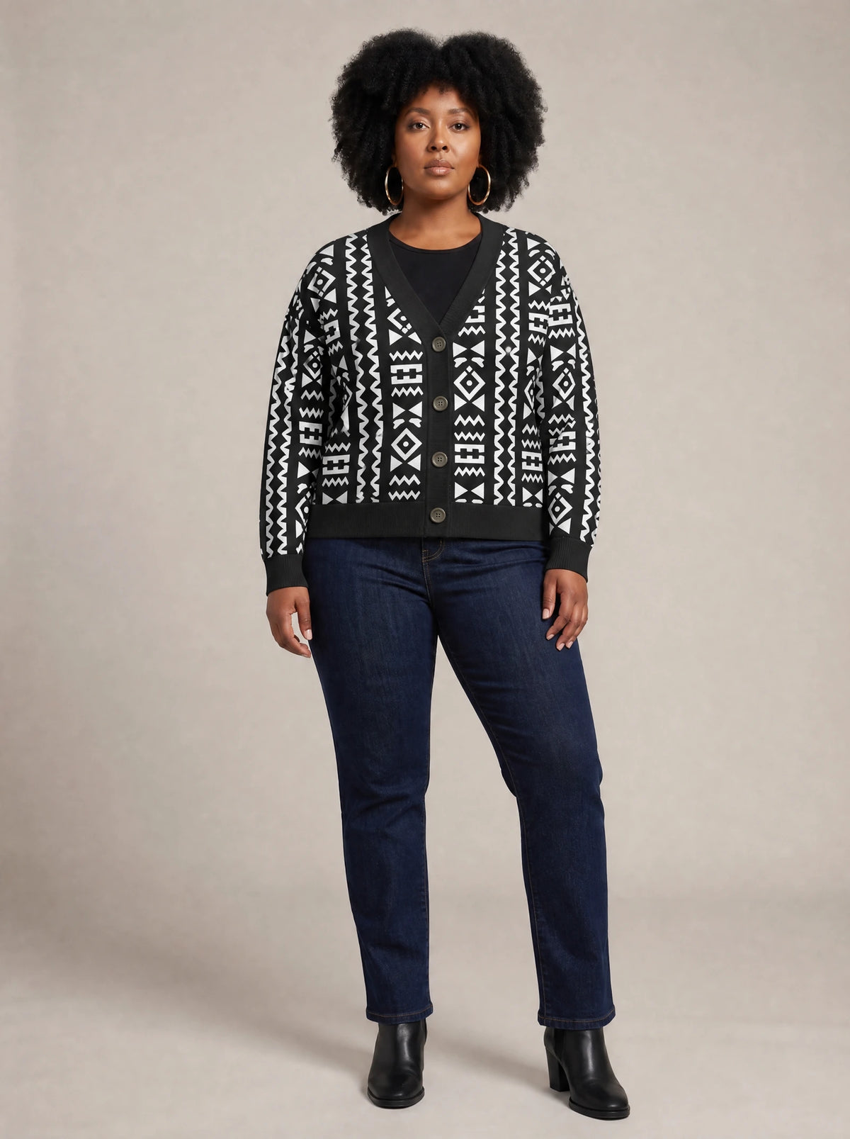 "Kuba" Cardigan — front view on model