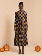 "Kimondo" Halloween Long Sleeve Midaxi Dress — front view on model