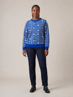 "Oshun Royal Blue" Sweatshirt — front view on model