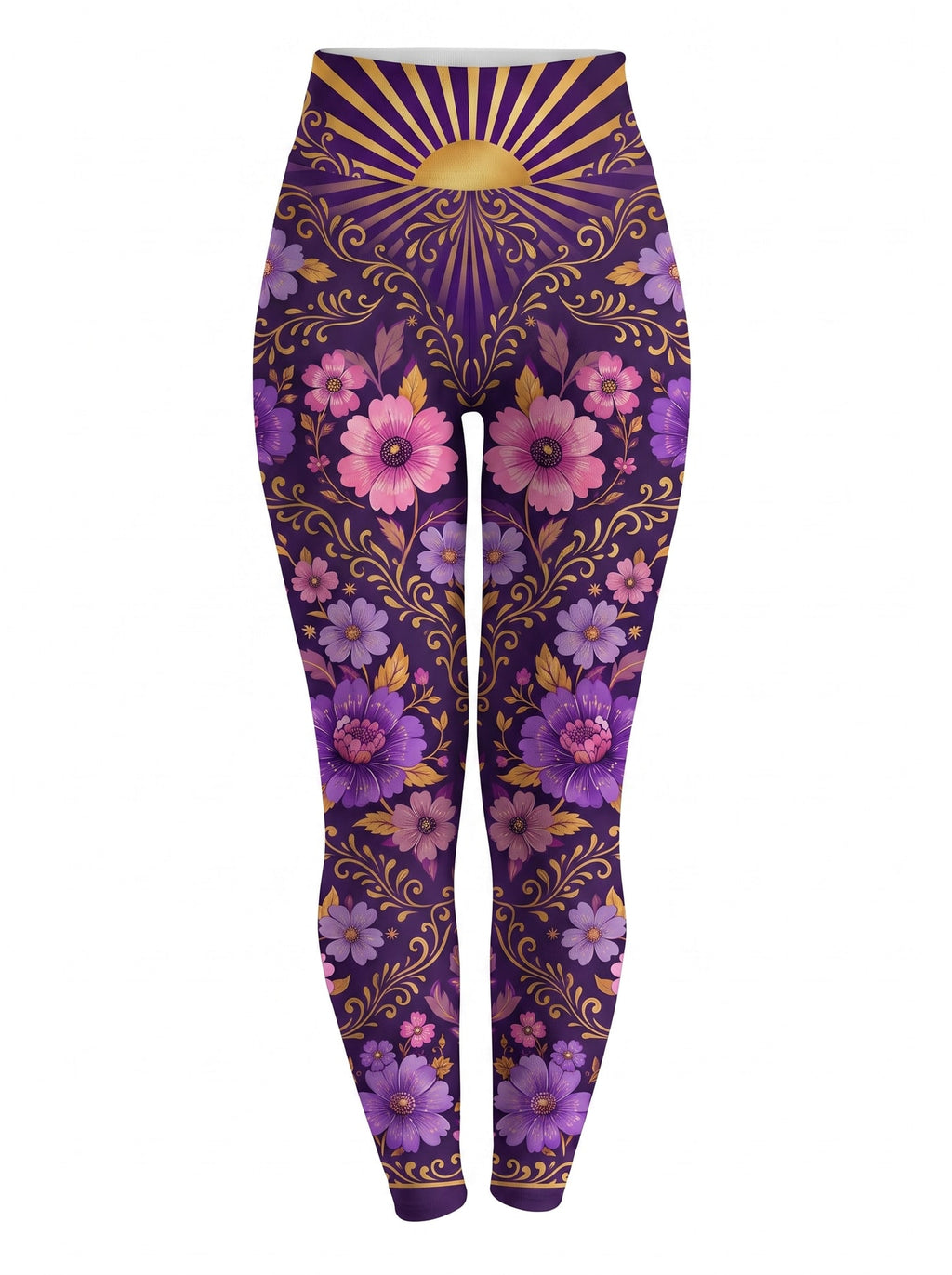 "August Queen Purple Bloom" Leggings