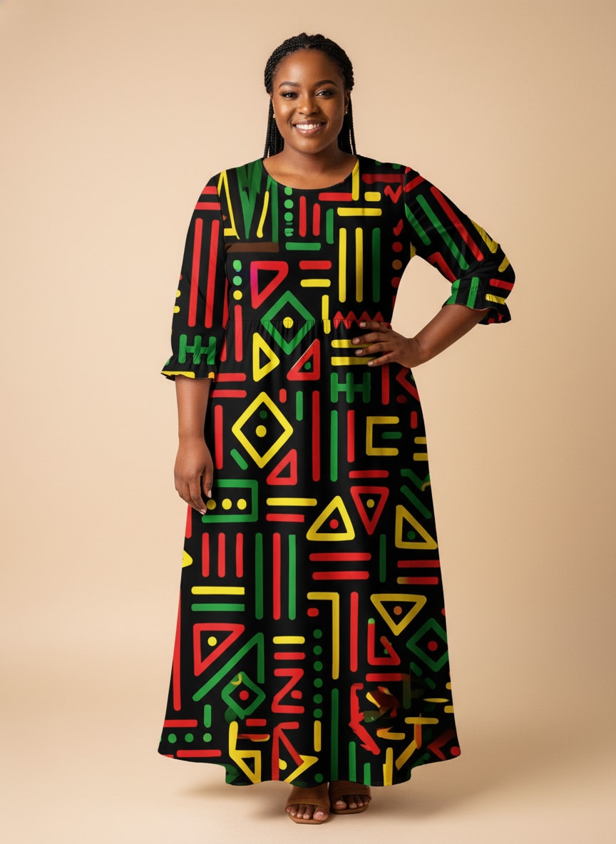 "Nairobi" Long Sleeve Maxi Dress