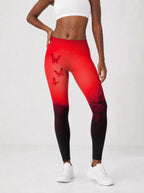 "Selah" Red Leggings — front view on model