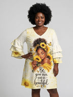 "Jua" Stacked Ruffle Sleeve Dress