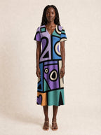 "Sanaa" V Neck Midi Dress