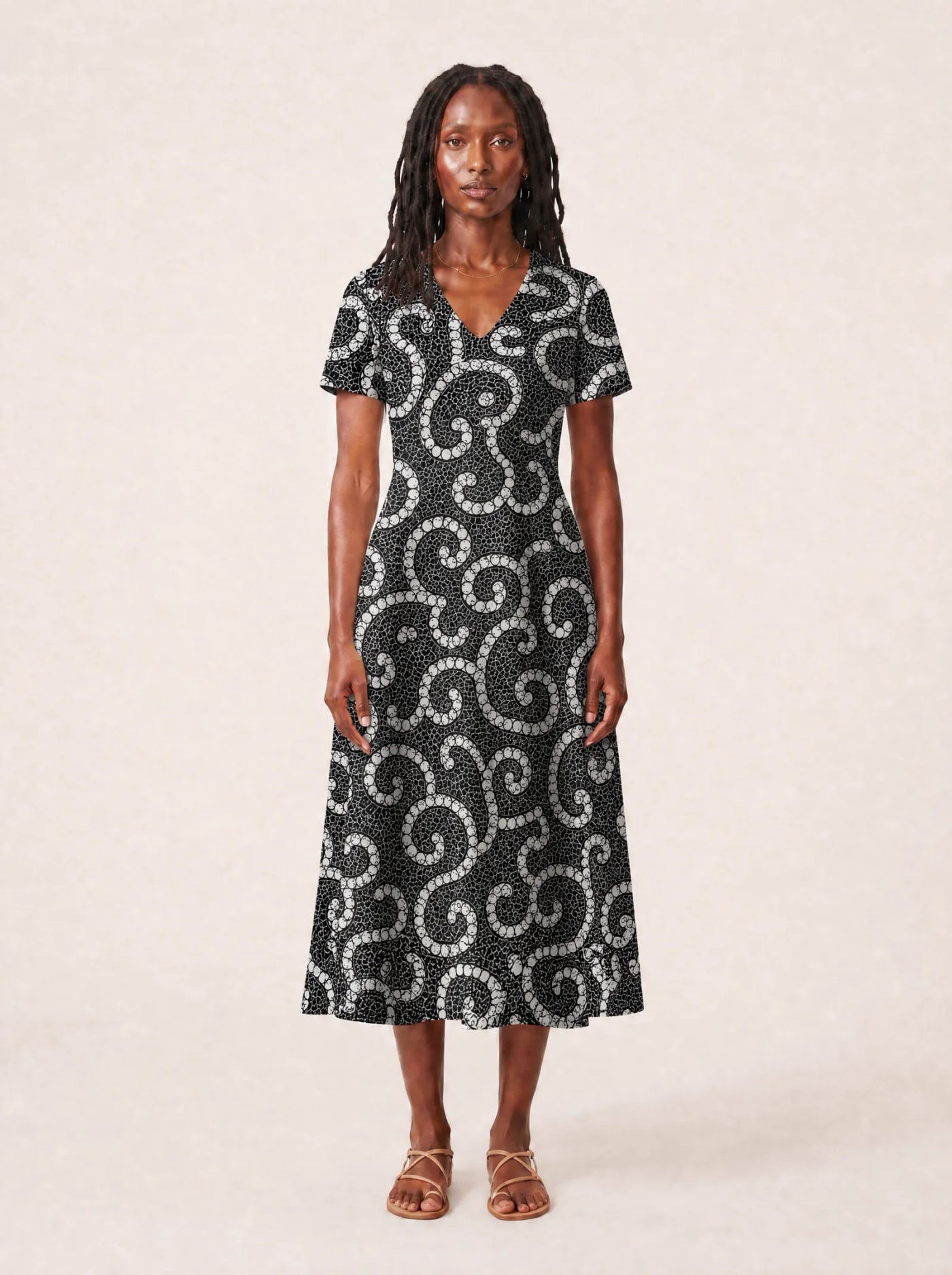 "Duara" V Neck Midi Dress Promo