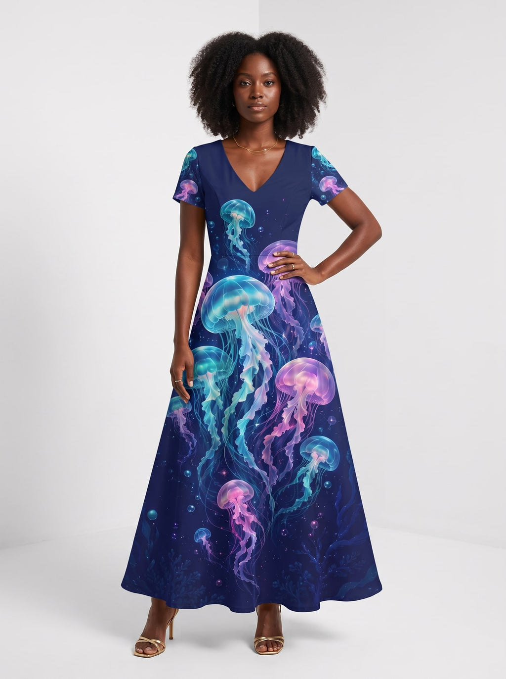 "Bahari" Short Sleeve Maxi Dress