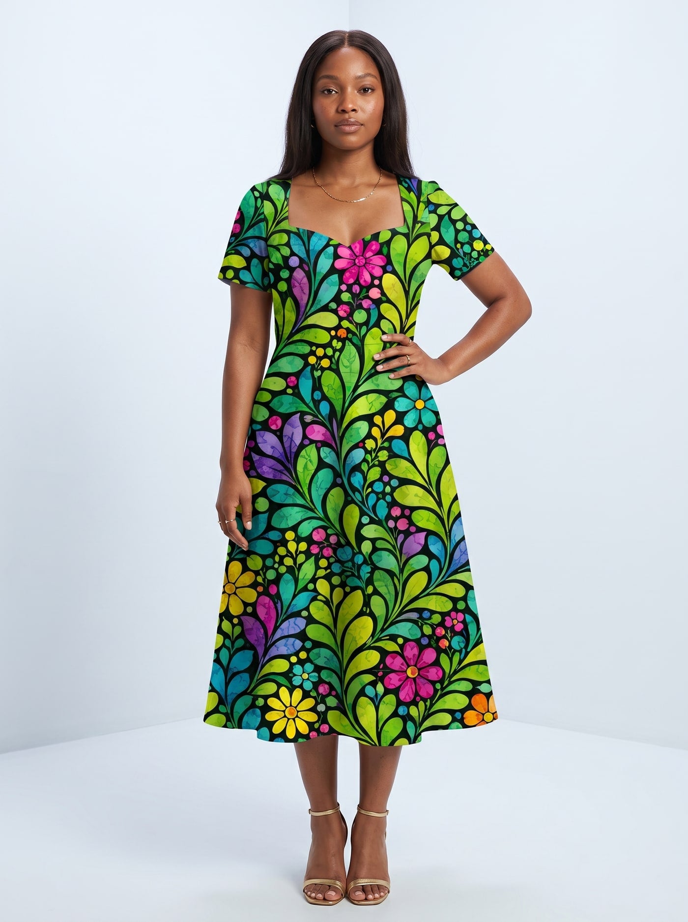 "Zumaridi" Sweetheart Midi Dress