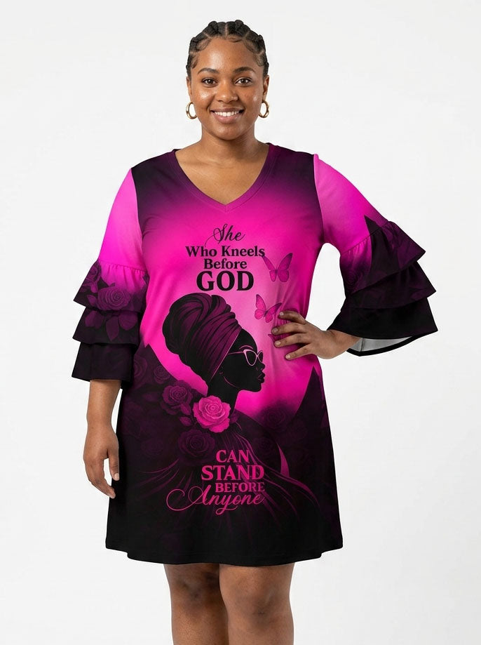 "Selah" Pink Stacked Ruffle Sleeve Dress