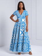 "Anga" Short Sleeve Maxi Dress