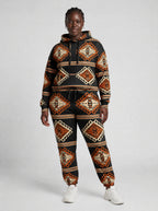 "Cheche" Black Ember Hoodie & Jogger Set — front view on model