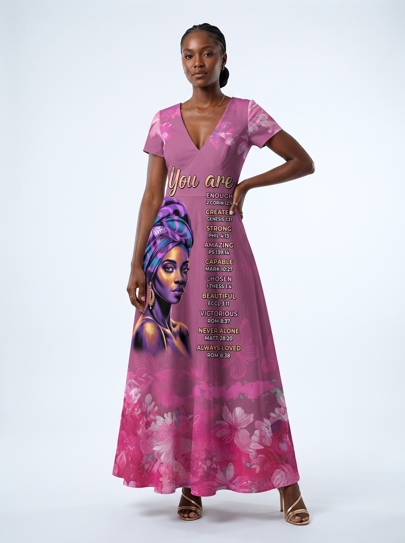 Pink Orchid Short Sleeve Maxi Dress