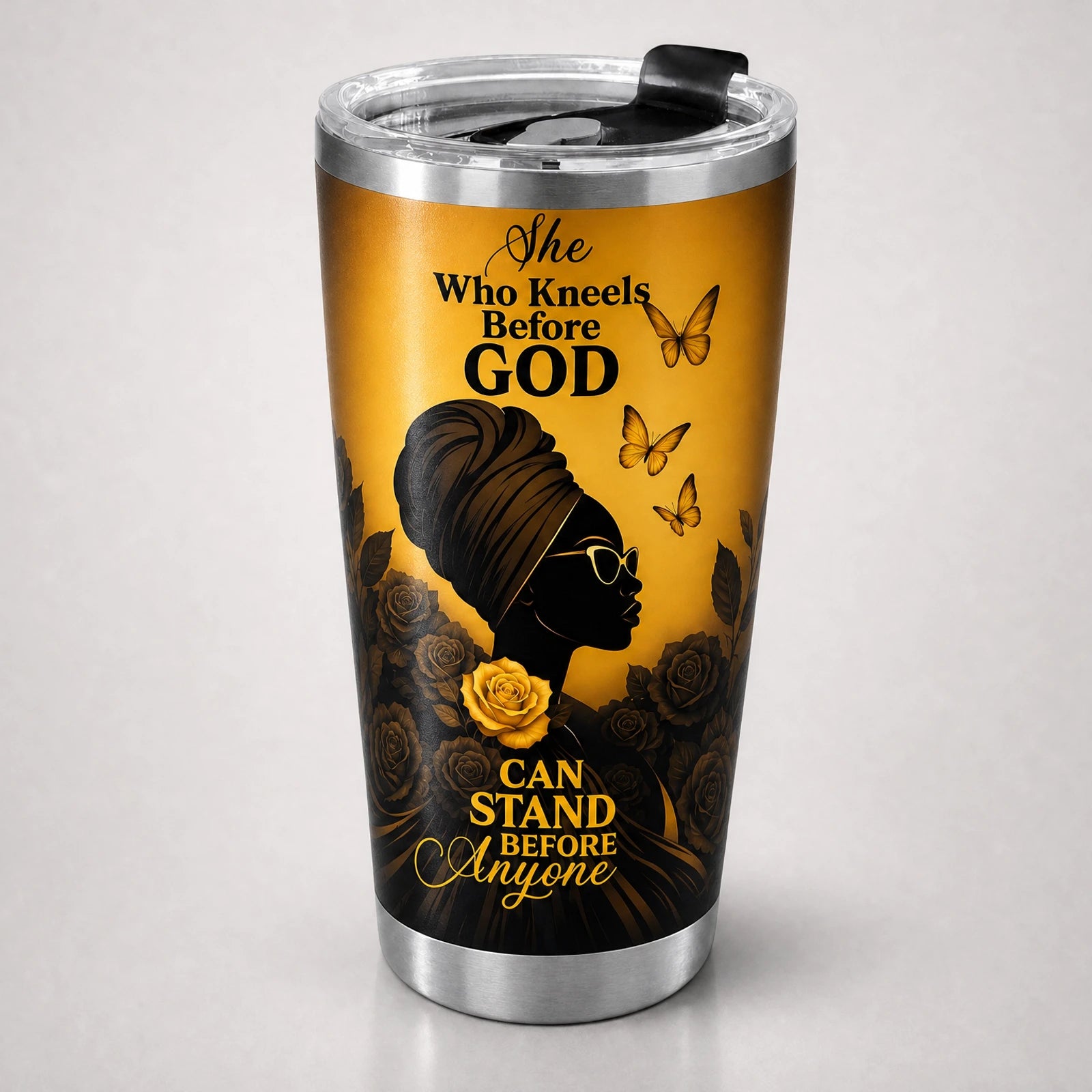 "Selah" Tumbler — front view, studio