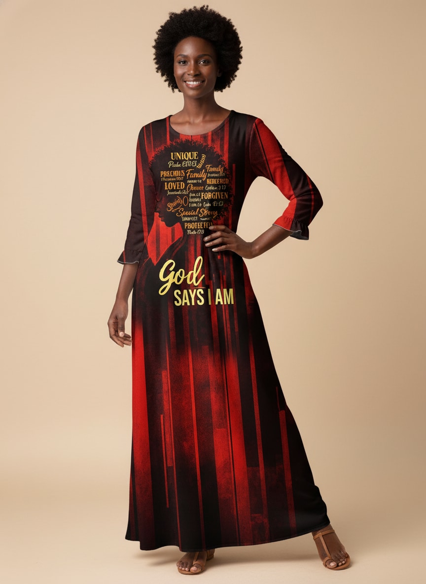 "Asante" Long Sleeve Maxi Dress