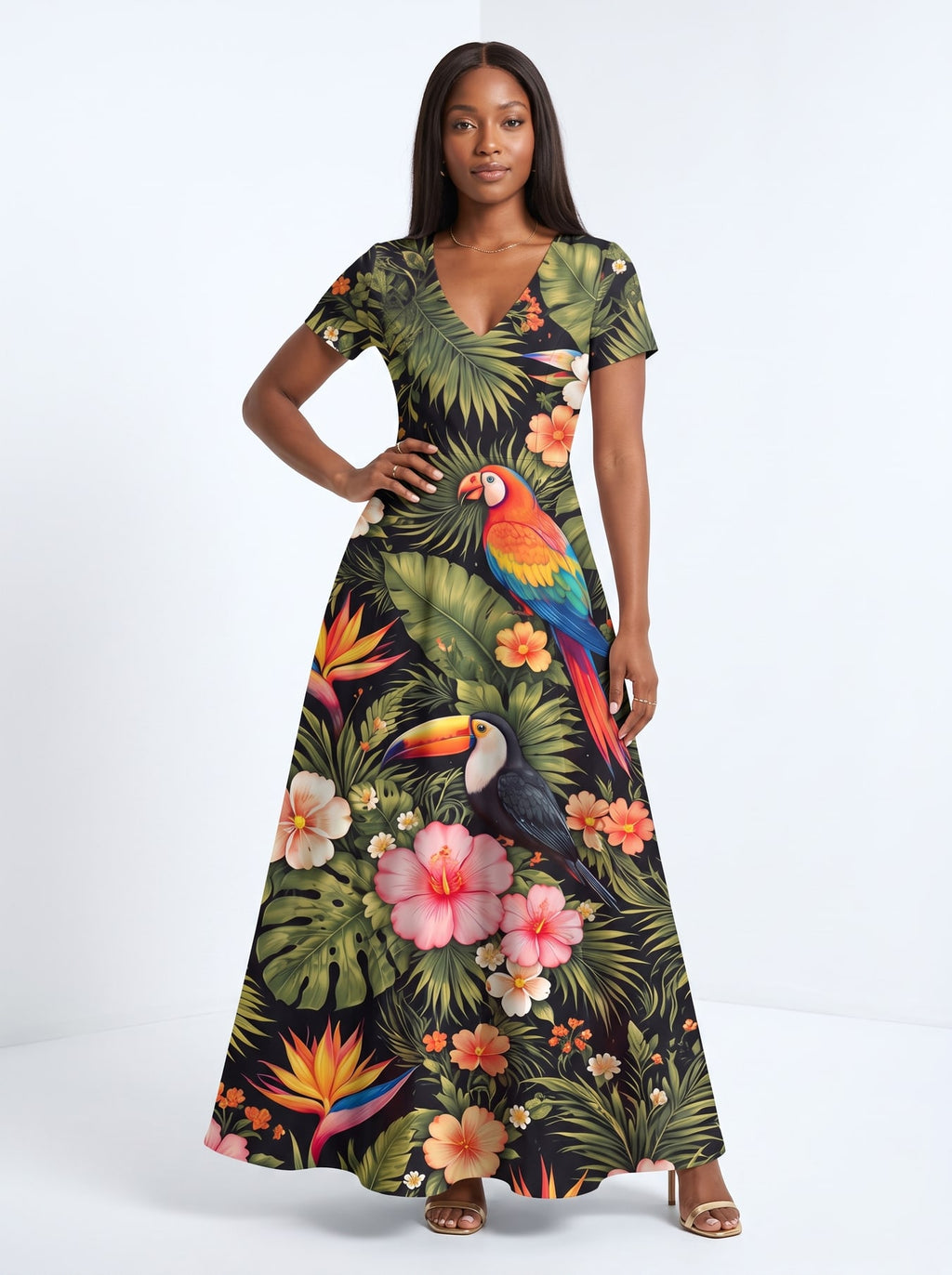 "Kasuku" Short Sleeve Maxi Dress