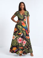 "Kasuku" Short Sleeve Maxi Dress
