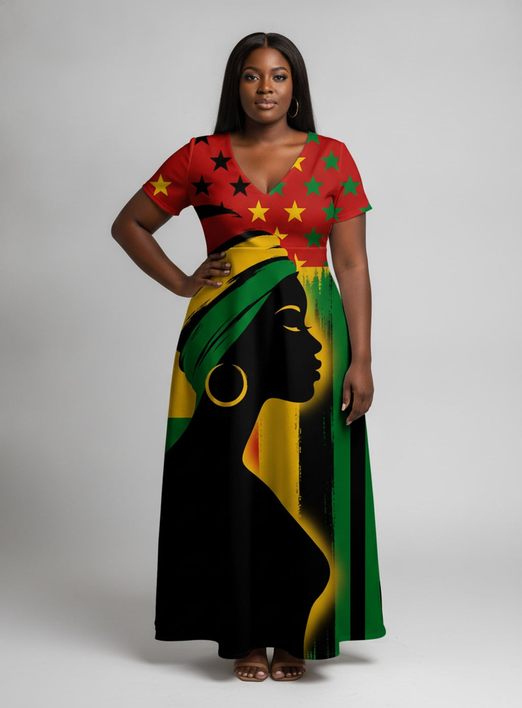 "Kwanza" Short Sleeve Maxi Dress