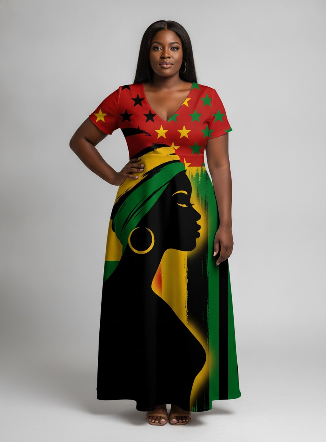 "Kwanza" Short Sleeve Maxi Dress
