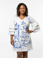 "Neema" Stacked Ruffle Sleeve Dress