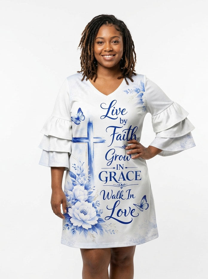 "Neema" Stacked Ruffle Sleeve Dress