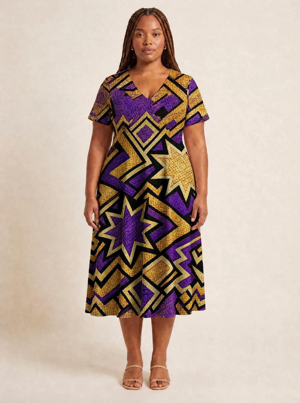 "Sheba" V Neck Midi Dress