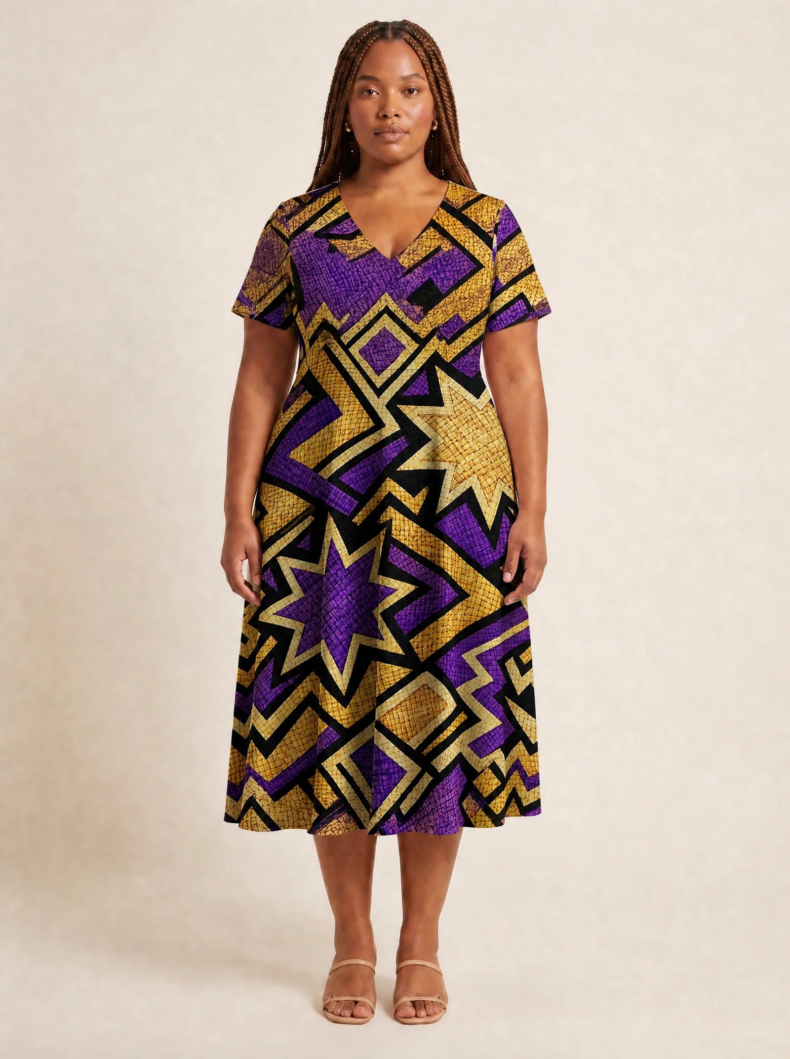 "Sheba" V Neck Midi Dress