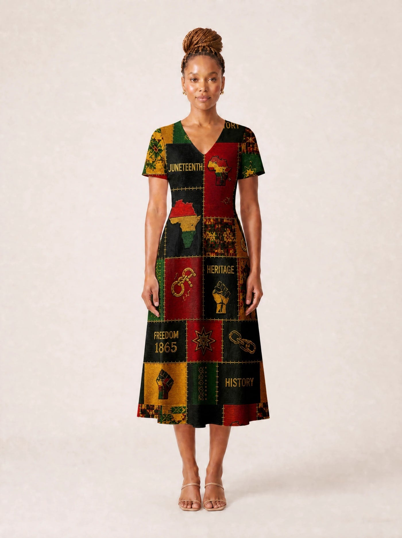 "Kumbuka" V Neck Midi Dress Promo