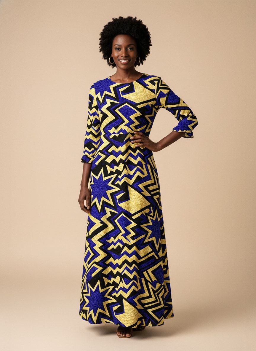 Royal Blue Sheba Long Sleeve Maxi Dress