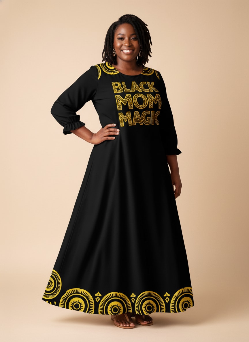 "Mamafo" Long Sleeve Maxi Dress
