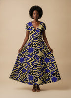 Royal Blue Sheba Short Sleeve Maxi Dress Promo
