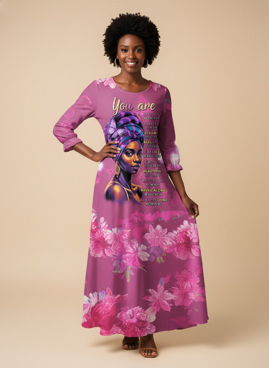 Pink Orchid Long Sleeve Maxi Dress