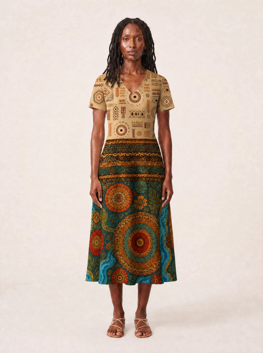 "Mto" V Neck Midi Dress Promo