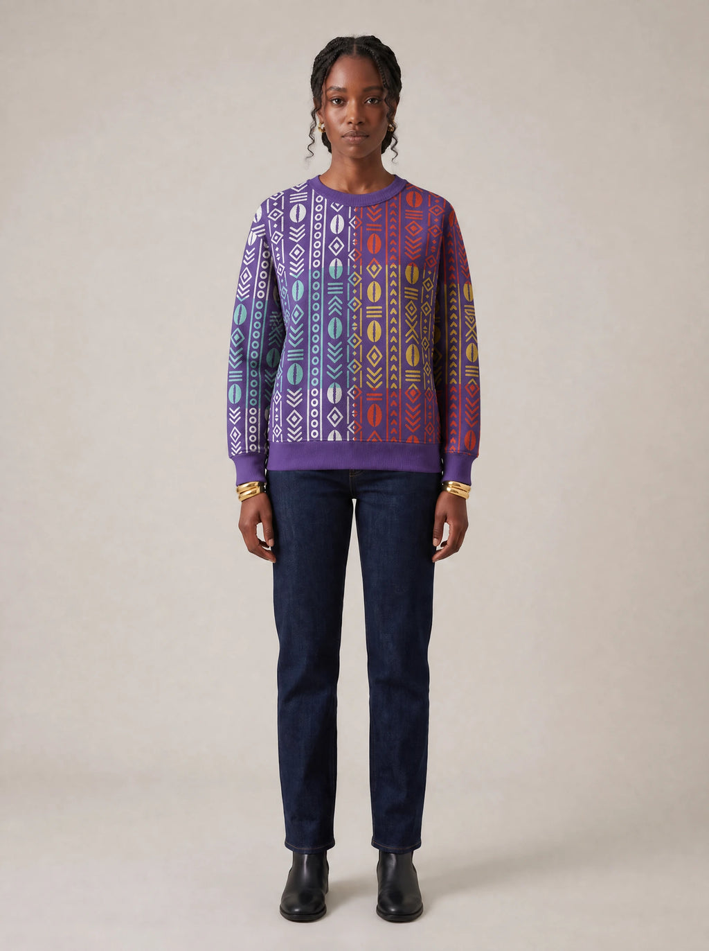 "Oshun Zamani" Sweatshirt — front view on model