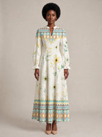 "Alizeti" Long Puff Sleeve Dress — front view on model