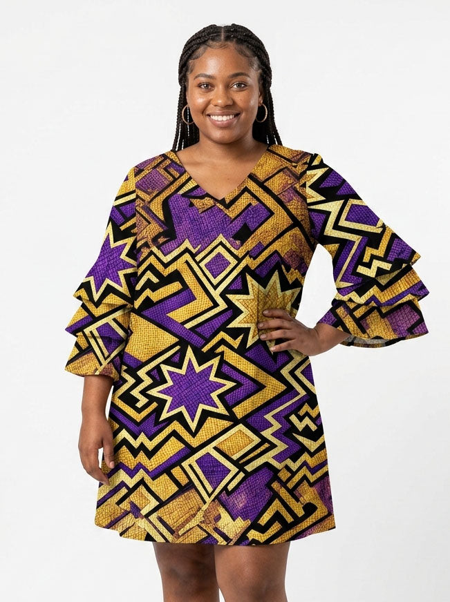 Sheba Stacked Ruffle Sleeve Dress