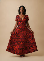 "Shaka" Burgundy Short Sleeve Maxi Dress