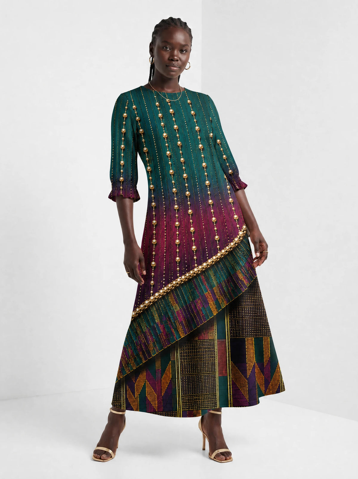 "Lulu" Long Sleeve Maxi Dress — front view on model
