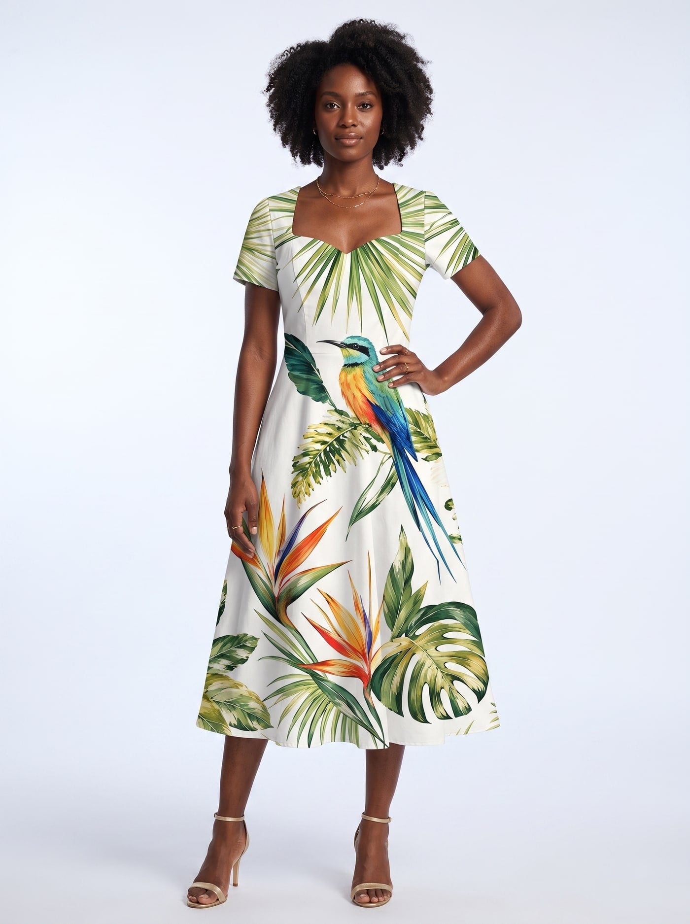"Ndege" Sweetheart Midi Dress
