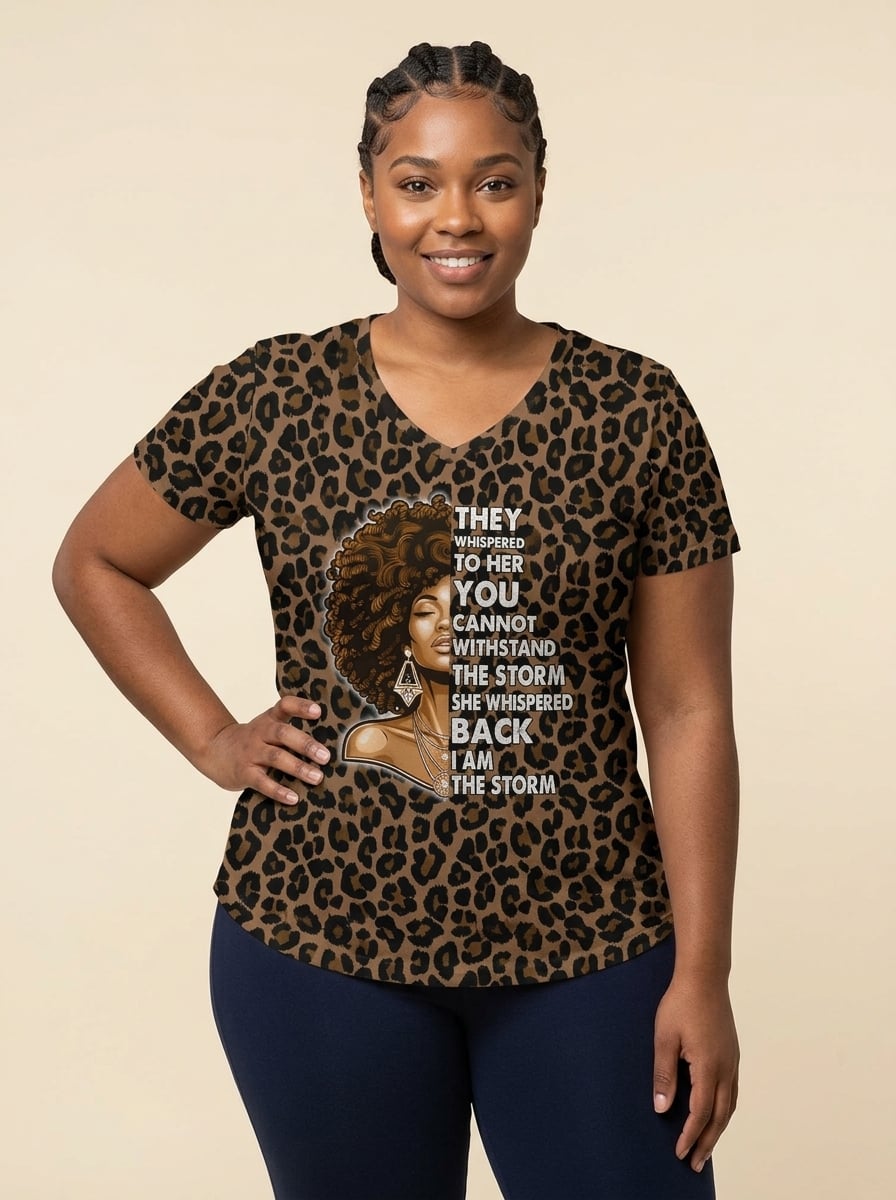 Unstoppable Brown Leopard V-Neck T-Shirt