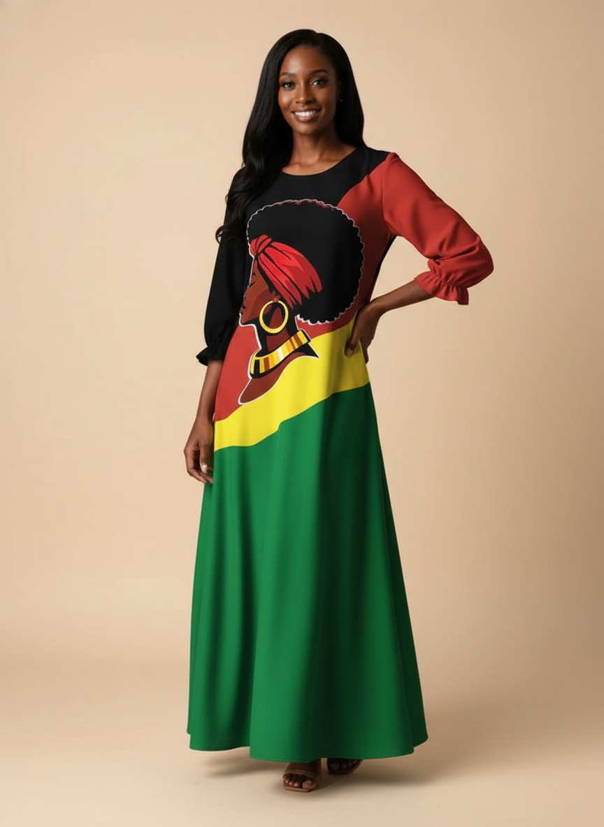 Black History Long Sleeve Maxi Dress