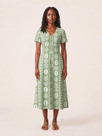 "Oshun Verde" V Neck Midi Dress Promo