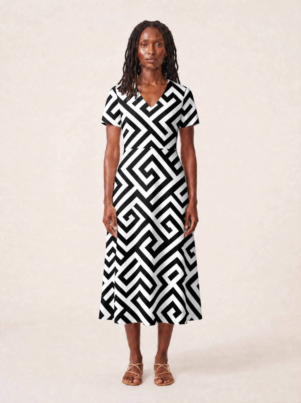 "Zamu" V Neck Midi Dress Promo