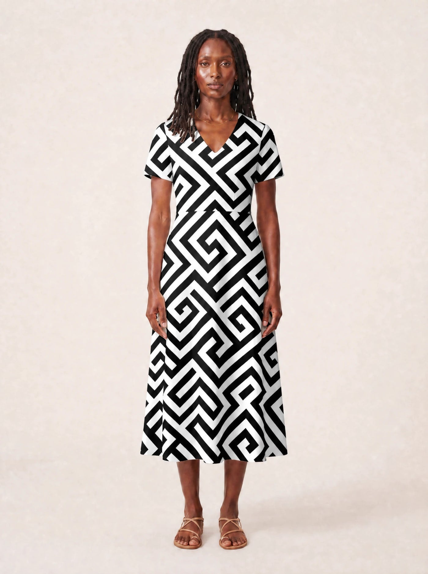"Zamu" V Neck Midi Dress Promo