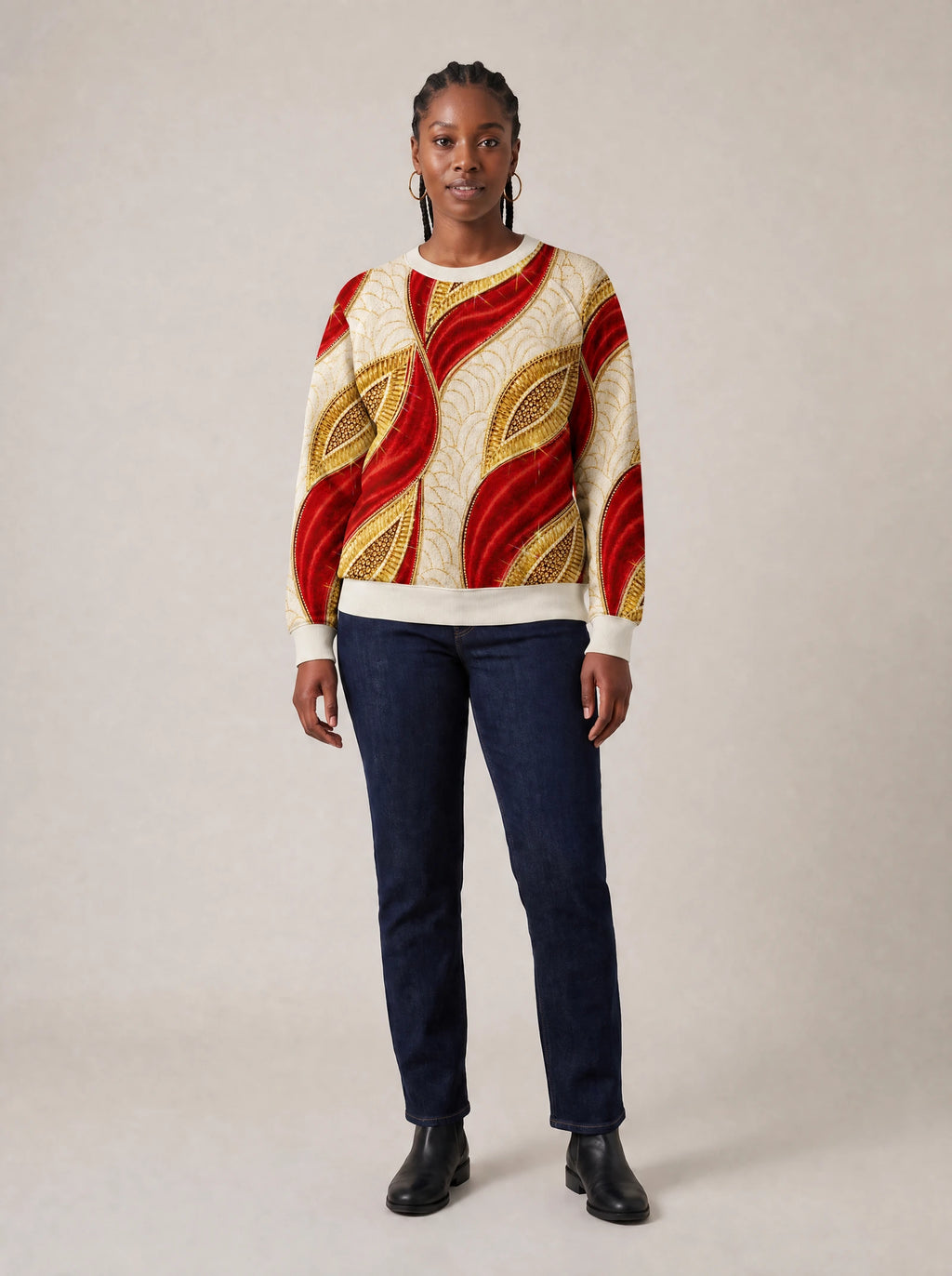 "Utukufu" Sweatshirt — front view on model