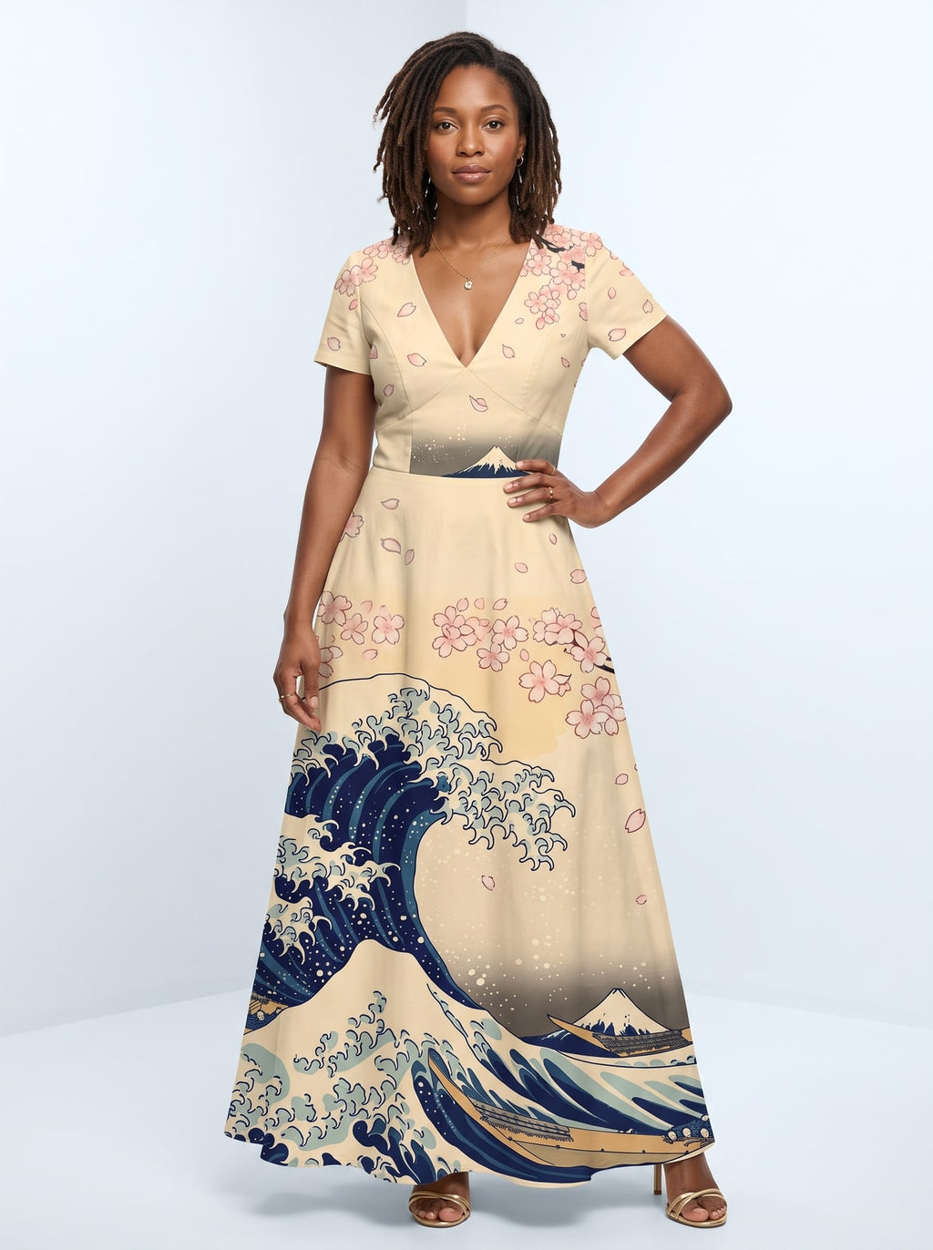 "Wimbi" Short Sleeve Maxi Dress